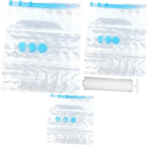 1 Set Vacuum Storage Bags with Hand Pump Compression Bags for Clothes and Bedding Transparent Design for Travel and Home Organization