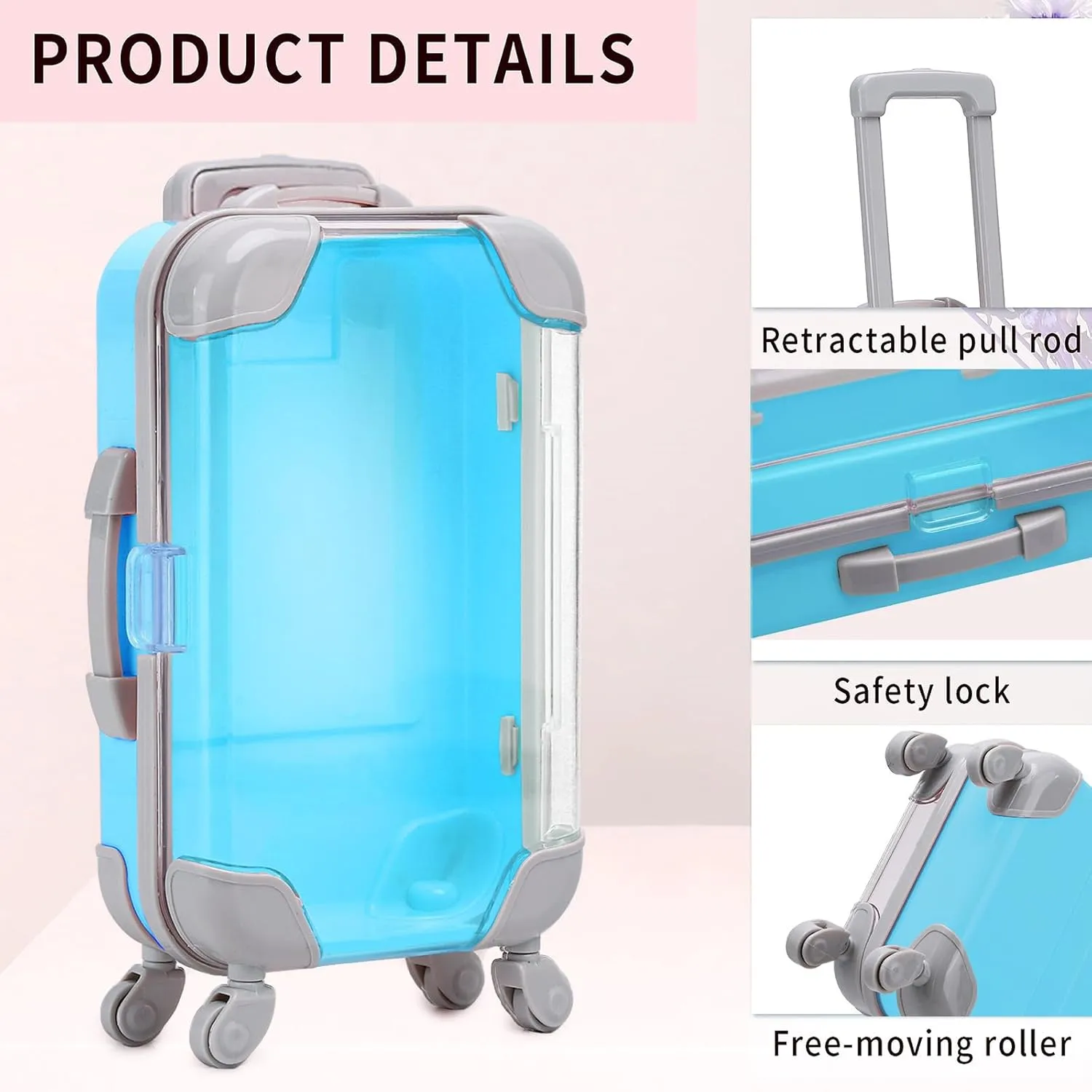 10 Pack Mini Suitcase Party Favor Gift Box Plastic False Eyelashes Packaging Luggage Box for Travel Wedding Bachelorette Party Bridesmaid Bridal Shower Favors Decorations (Blue)
