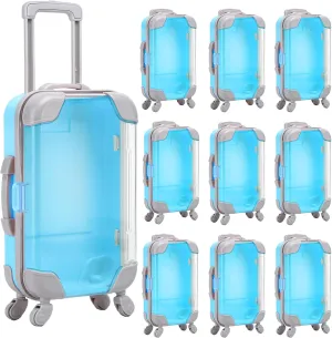 10 Pack Mini Suitcase Party Favor Gift Box Plastic False Eyelashes Packaging Luggage Box for Travel Wedding Bachelorette Party Bridesmaid Bridal Shower Favors Decorations (Blue)