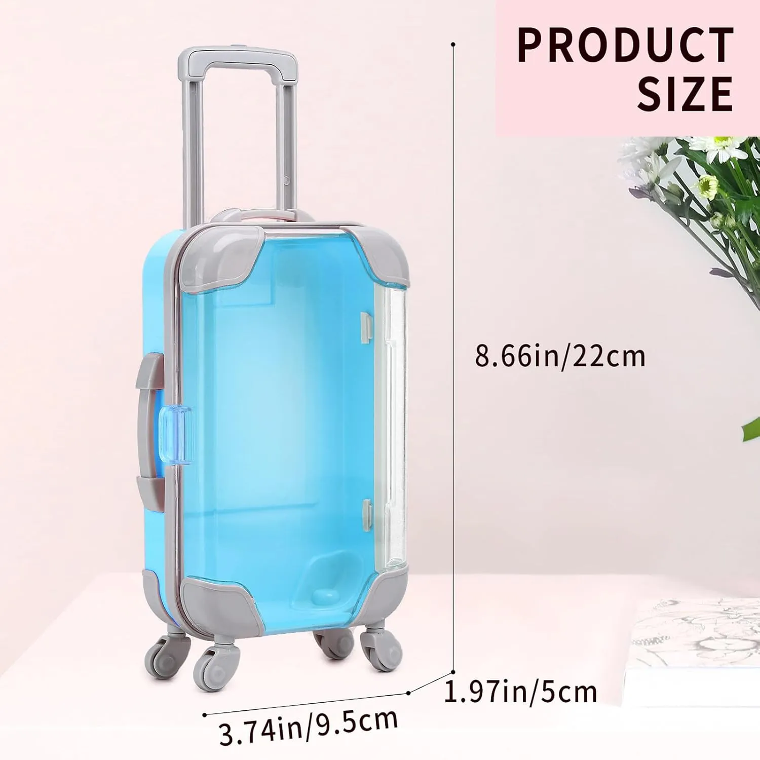 10 Pack Mini Suitcase Party Favor Gift Box Plastic False Eyelashes Packaging Luggage Box for Travel Wedding Bachelorette Party Bridesmaid Bridal Shower Favors Decorations (Blue)