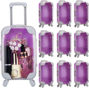 10 Pack Mini Suitcase Party Favor Gift Box Plastic False Eyelashes Packaging Luggage Box for Travel Wedding Bachelorette Party Bridesmaid Bridal Shower Favors Decorations (Purple)