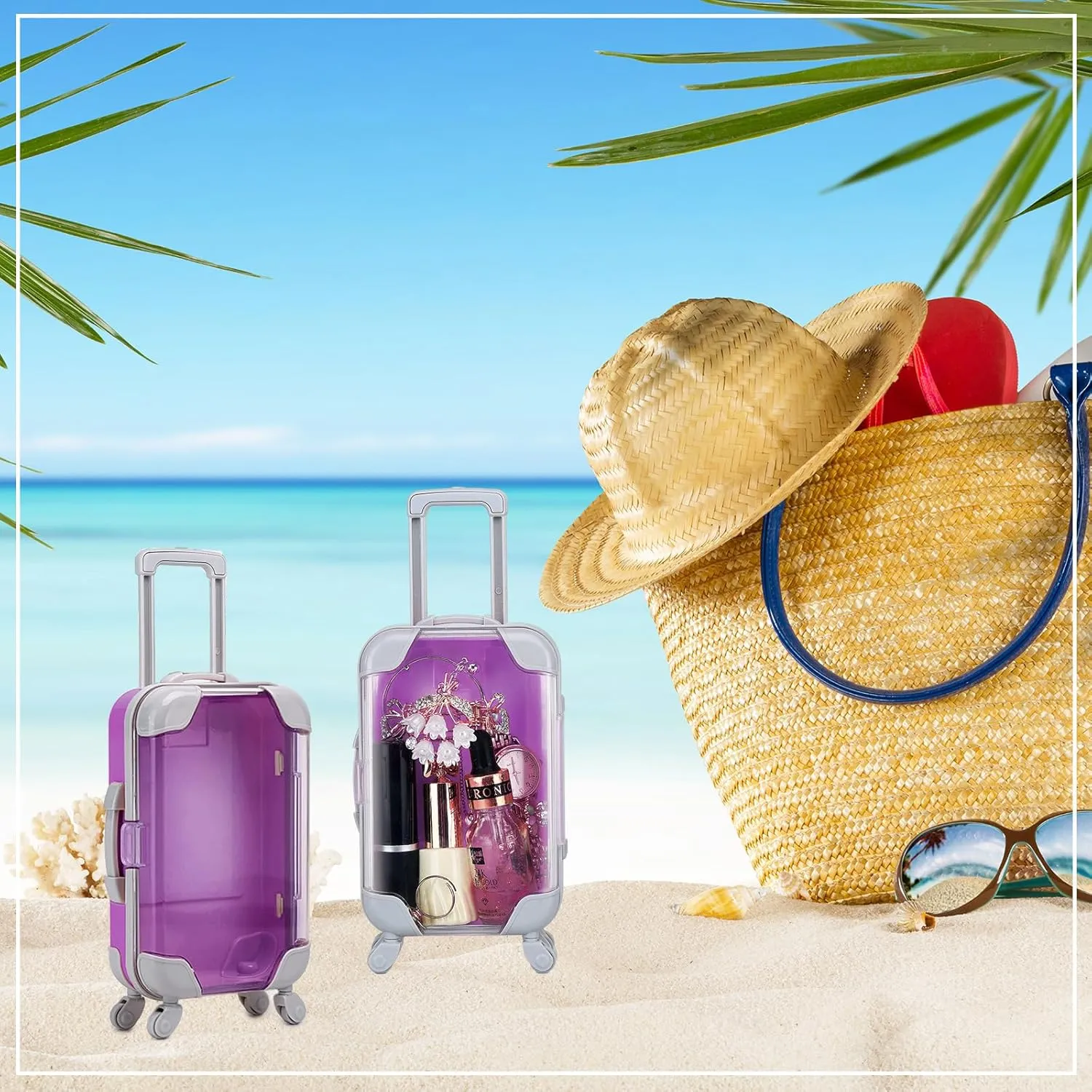 10 Pack Mini Suitcase Party Favor Gift Box Plastic False Eyelashes Packaging Luggage Box for Travel Wedding Bachelorette Party Bridesmaid Bridal Shower Favors Decorations (Purple)