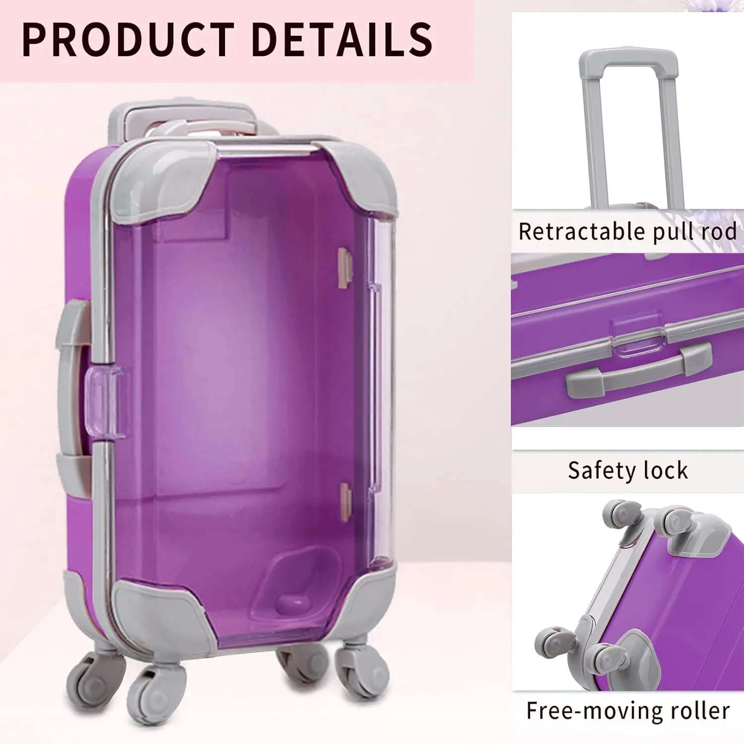 10 Pack Mini Suitcase Party Favor Gift Box Plastic False Eyelashes Packaging Luggage Box for Travel Wedding Bachelorette Party Bridesmaid Bridal Shower Favors Decorations (Purple)