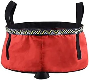 12L Collapsible Foot Basin Washbasin Travel Fishing Hiking Outdoor Camping Protable Folding Bucket Water Container(Red)