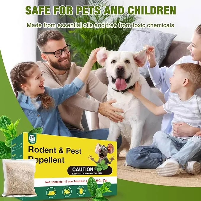 15 Bags Mice Rodent Repellent Pouches, Natural Pest Control Pleasant Scent, Ant Roach Control, Child & Pet Safe, Indoor & OutdooUse, Natural Peppermint Oil Bags for Mouse Deterrents