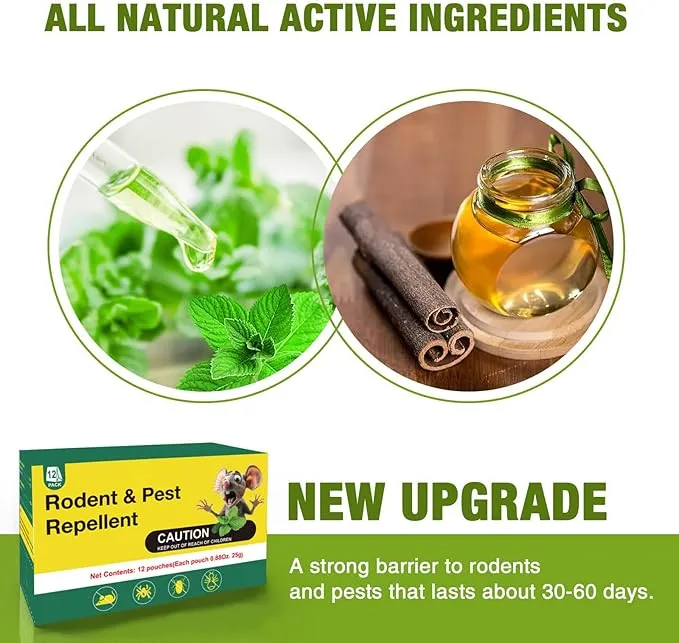15 Bags Mice Rodent Repellent Pouches, Natural Pest Control Pleasant Scent, Ant Roach Control, Child & Pet Safe, Indoor & OutdooUse, Natural Peppermint Oil Bags for Mouse Deterrents