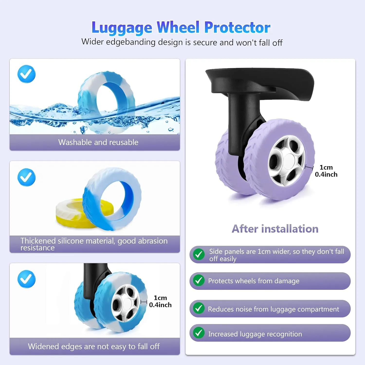 16Pcs Luggage Wheel Covers,Silicone Cover for 2-2.4'' Suitcase Spinner Wheel, Upgrade Carry On Luggage Wheels Protector,Essential Travel Accessories (Gradual Yellow)