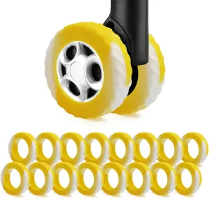 16Pcs Luggage Wheel Covers,Silicone Cover for 2-2.4'' Suitcase Spinner Wheel, Upgrade Carry On Luggage Wheels Protector,Essential Travel Accessories (Gradual Yellow)