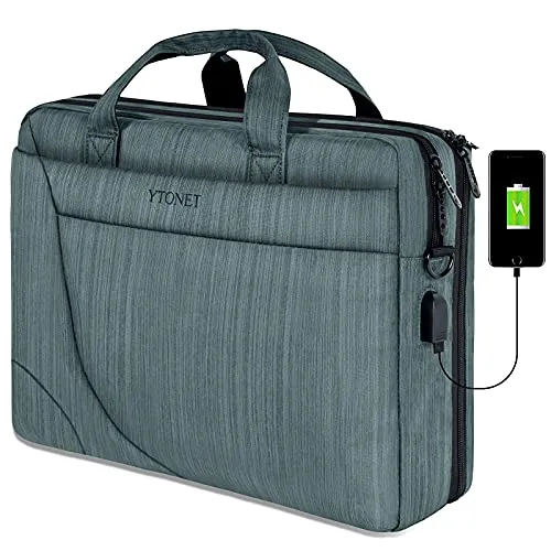 17 Inch Laptop Bag, Water Resistant Computer Bag with USB Port for Men, TSA Large Laptop Briefcase for Business Travel School, Messenger Bag with Shoulder Strap Fits Up to 17.3 In Laptops Notebook