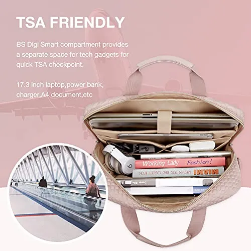 17.3 Inch Laptop Bag,BAGSMART Briefcase for Women Computer Messenger Bag Office Travel Business,Pink