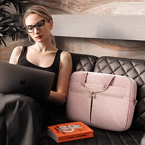 17.3 Inch Laptop Bag,BAGSMART Briefcase for Women Computer Messenger Bag Office Travel Business,Pink