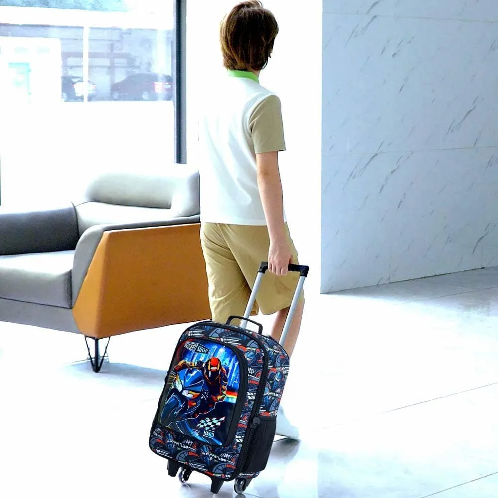 18" Kids Suitcase for Boys, Carry on Luggage With Wheels, Car Suitcases for Toddler Children(Motorcycle)