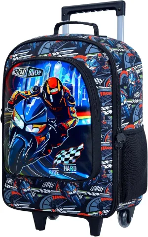 18" Kids Suitcase for Boys, Carry on Luggage With Wheels, Car Suitcases for Toddler Children(Motorcycle)