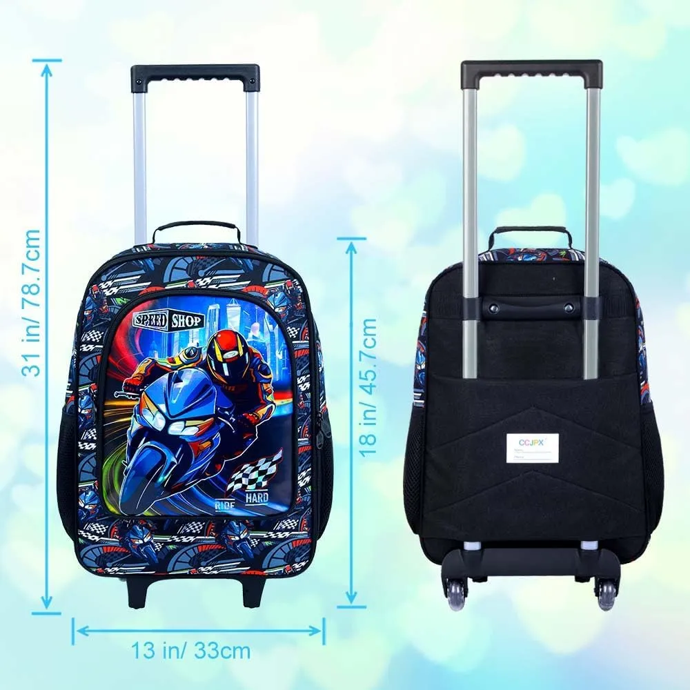 18" Kids Suitcase for Boys, Carry on Luggage With Wheels, Car Suitcases for Toddler Children(Motorcycle)