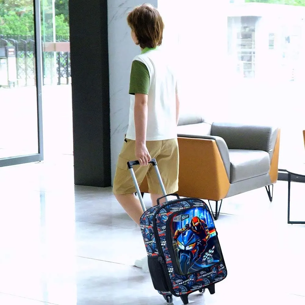 18" Kids Suitcase for Boys, Carry on Luggage With Wheels, Car Suitcases for Toddler Children(Motorcycle)