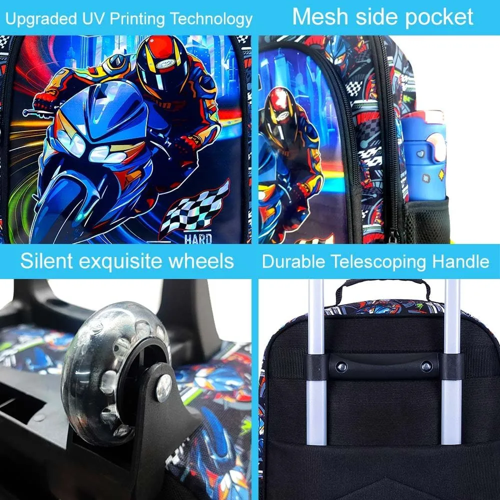 18" Kids Suitcase for Boys, Carry on Luggage With Wheels, Car Suitcases for Toddler Children(Motorcycle)