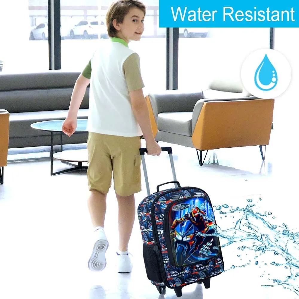 18" Kids Suitcase for Boys, Carry on Luggage With Wheels, Car Suitcases for Toddler Children(Motorcycle)