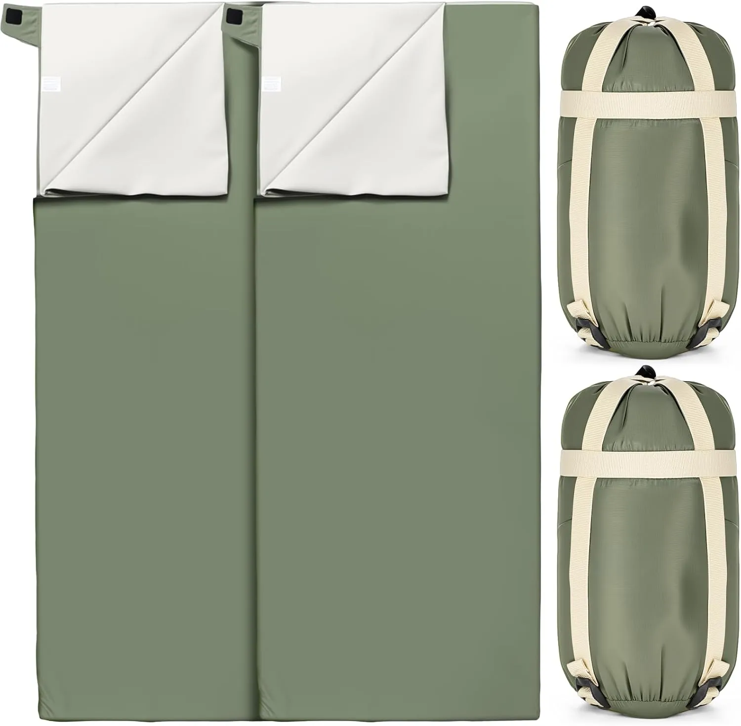 2 Pack Ultralight Sleeping Bag for Backpacking, Portable, Compact, Waterproof, Lightweight 59 °F to 77 °F Warm Weather Sleeping Bag with Compression Sack for Adults Camping, Hiking, 75" L x 30" W