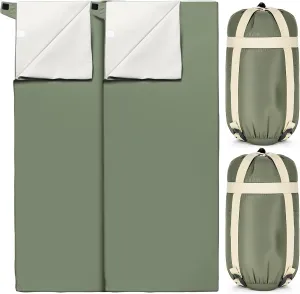 2 Pack Ultralight Sleeping Bag for Backpacking, Portable, Compact, Waterproof, Lightweight 59 °F to 77 °F Warm Weather Sleeping Bag with Compression Sack for Adults Camping, Hiking, 75" L x 30" W