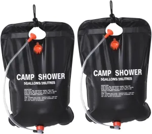 2 Pcs 20l Outdoor Solar Shower Bag Portable Camping Showers Water Bag Hot Water Bag Hiking Shower Bag for Travel