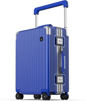 20 inch Fashion Carry on Luggage, Wide Handle Suitcases, Rolling Luggage for Trips, Airline Approved Suitcase, TSA Lock. (02-Klein Blue)