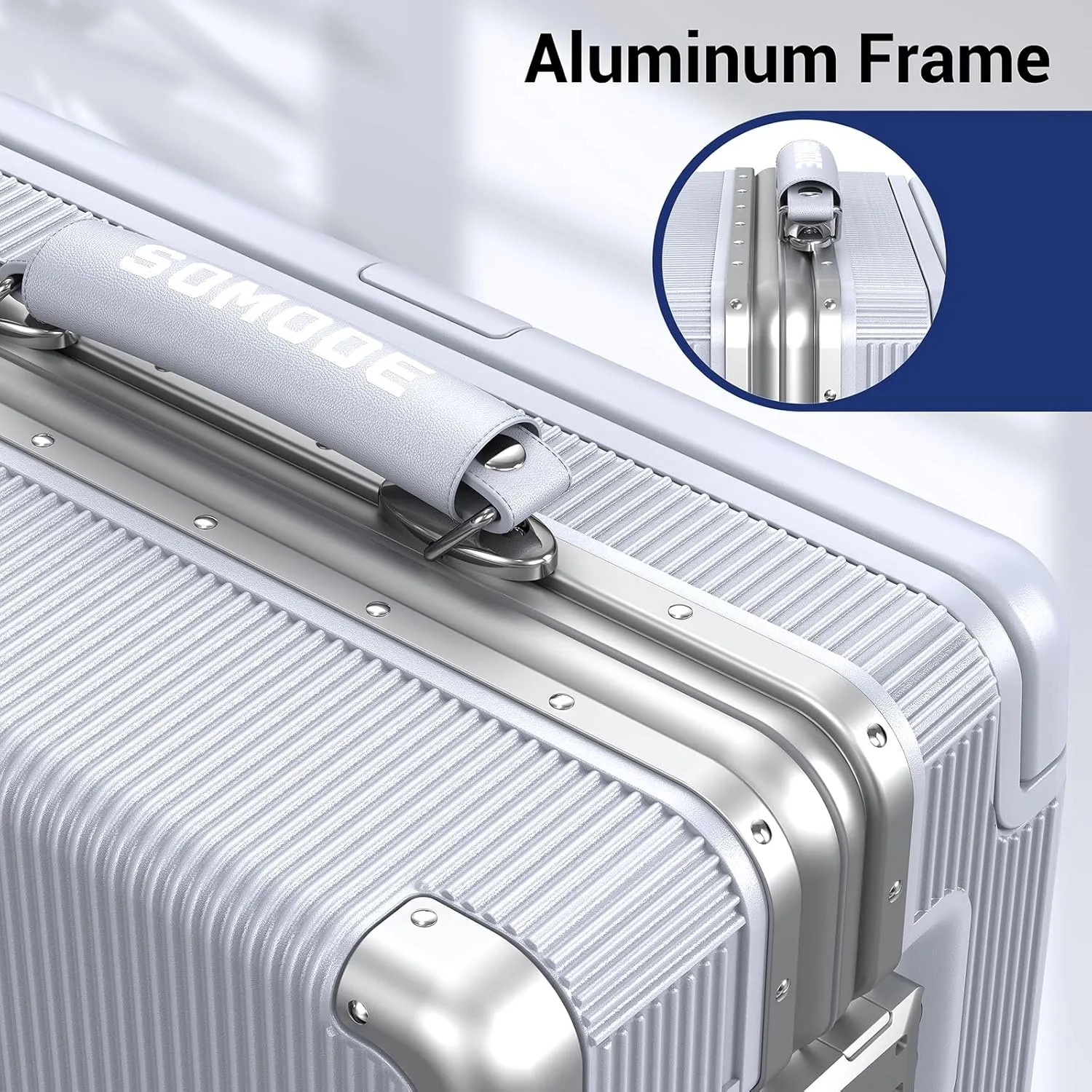 20 inch Fashion Carry on Luggage, Wide Handle Suitcases, Rolling Luggage for Trips, Airline Approved Suitcase, TSA Lock. (02-Silvery)