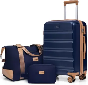 20 Inch Set 3 Piece Luggage Sets Carry On Luggage Set,Suitcases with TSA Lock Spinner Wheels,ABS Hard Case Luggage for Travel(3 Piece Sets,Blue(20"/DB/TB))