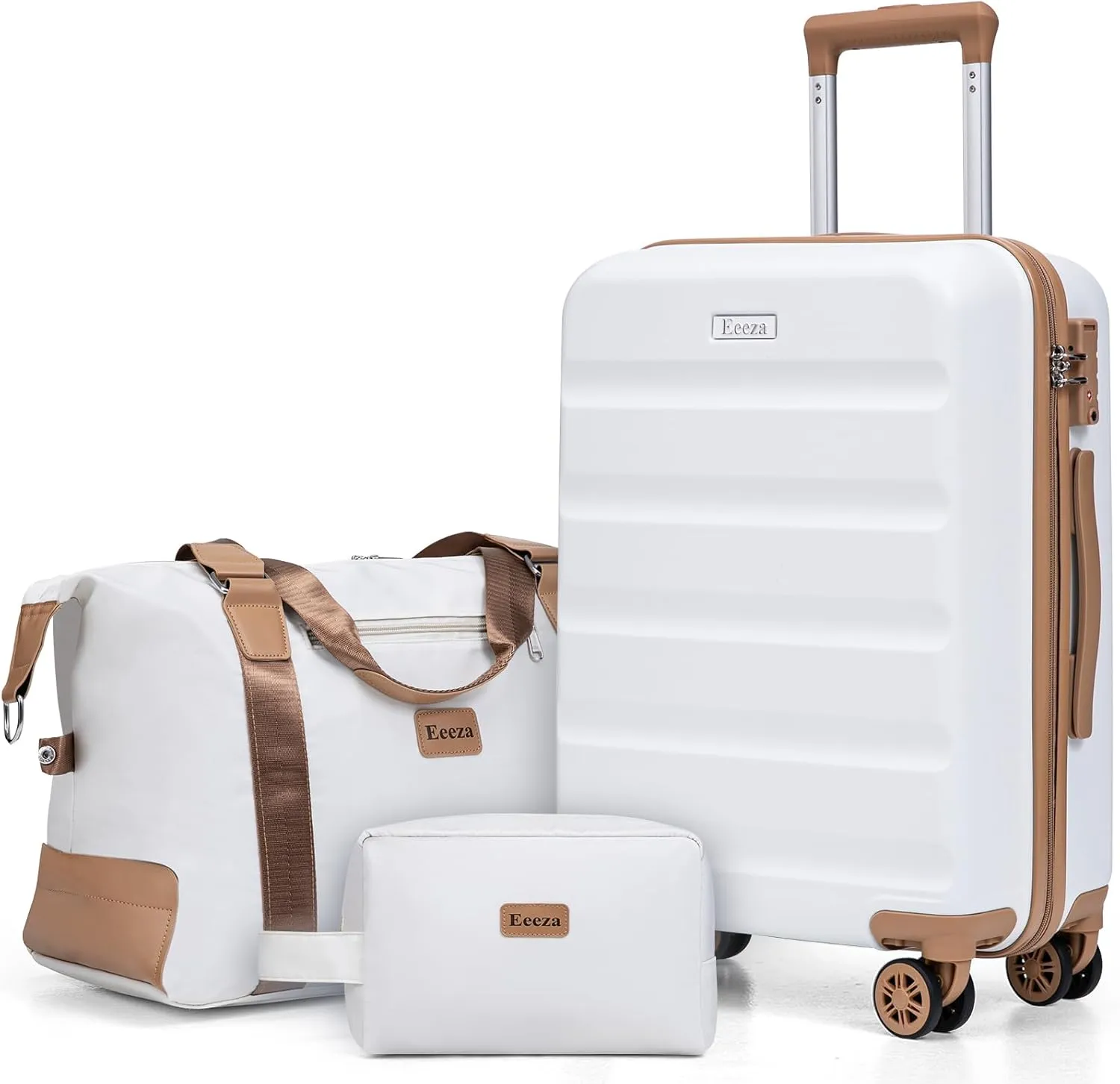 20 Inch Set 3 Piece Luggage Sets Carry On Luggage Set,Suitcases with TSA Lock Spinner Wheels,ABS Hard Case Luggage for Travel(3 Piece Sets,White(20"/DB/TB))