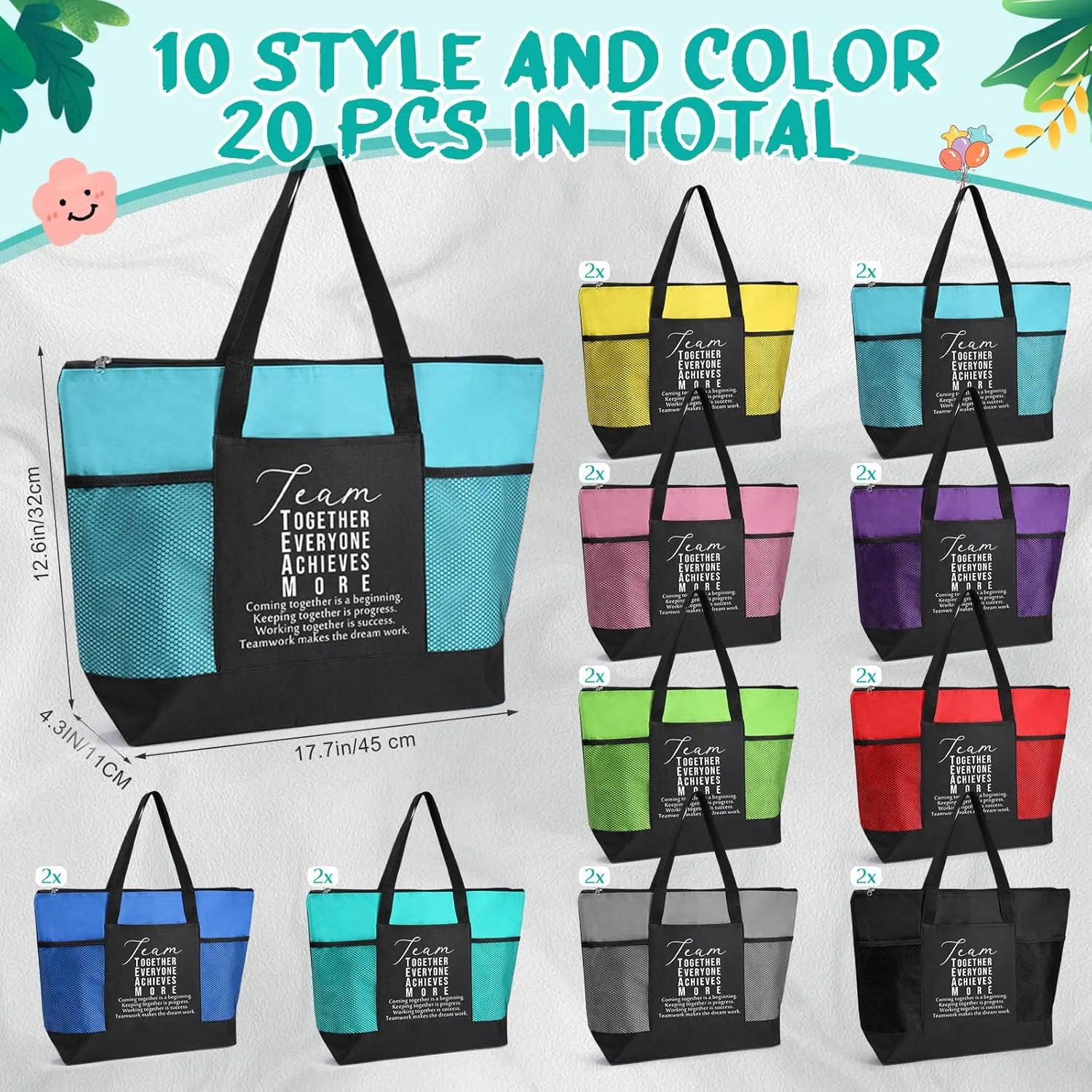 20 Pcs Team Employee Appreciation Tote Bags Gifts for Women Sport Work Nurse Team Teachers Coworker Office