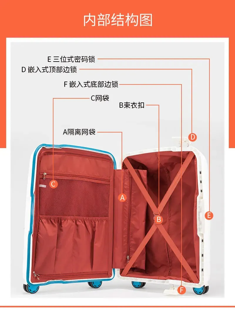 20"24"28" Inch Trolley Case 100% PP Anti-scraping Rolling Luggage Spinner UltraLight Travel Suitcase Hardside Luggage