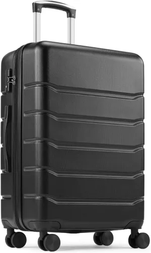 28 Inch Luggage Suitcase with TSA Lock, Hard Shell Rolling Suitcase with Spinner Wheels, Expandable Lightweight Luggage, Black
