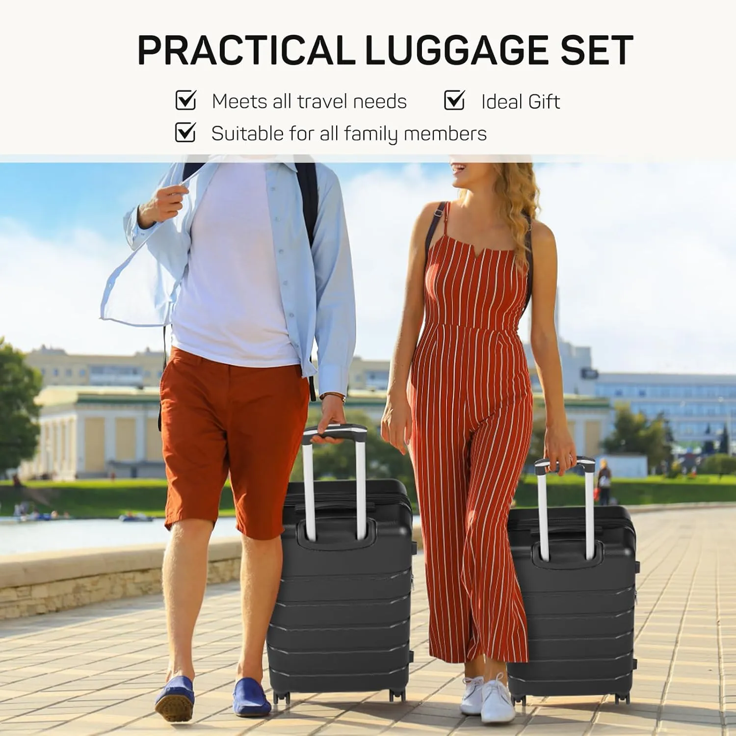 28 Inch Luggage Suitcase with TSA Lock, Hard Shell Rolling Suitcase with Spinner Wheels, Expandable Lightweight Luggage, Black