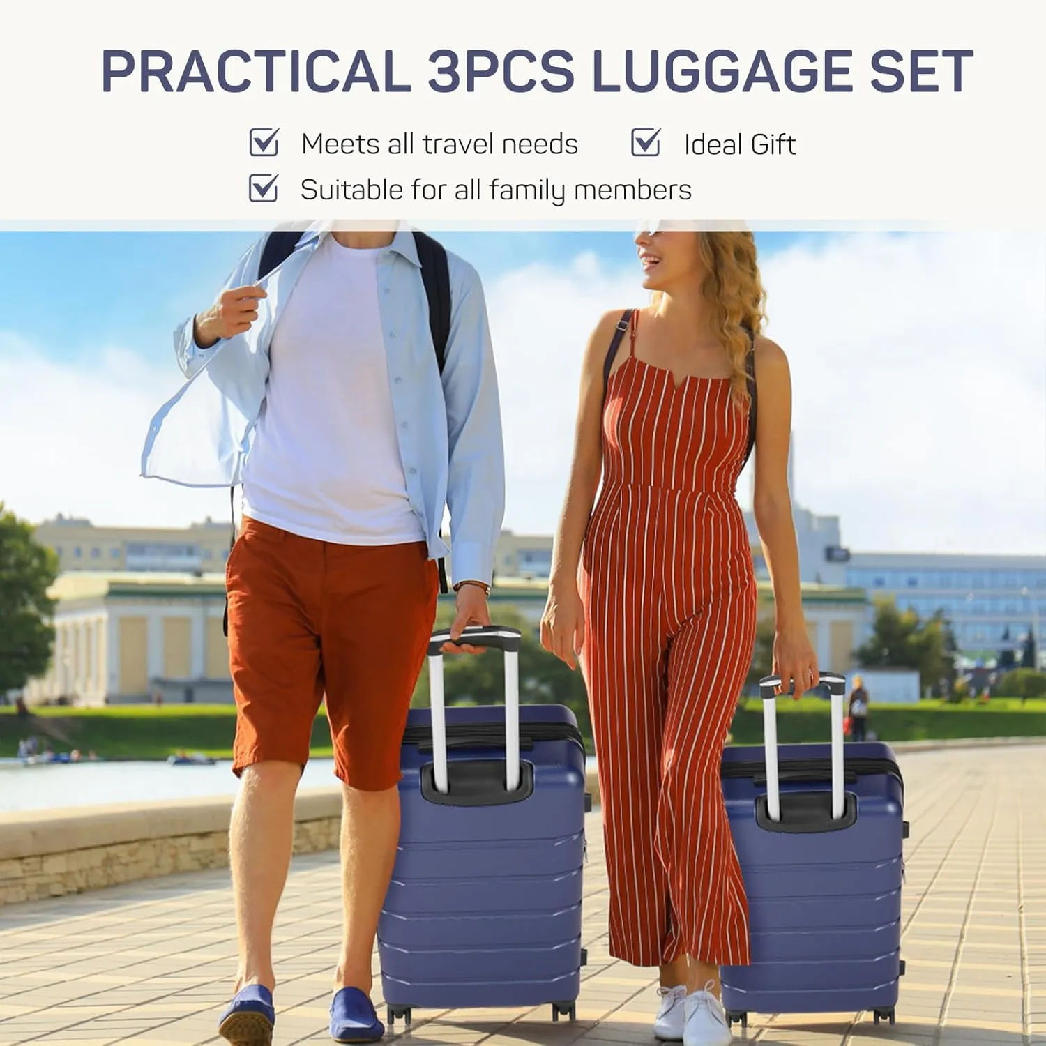 28 Inch Luggage Suitcase with TSA Lock, Hard Shell Rolling Suitcase with Spinner Wheels, Expandable Lightweight Luggage, Blue