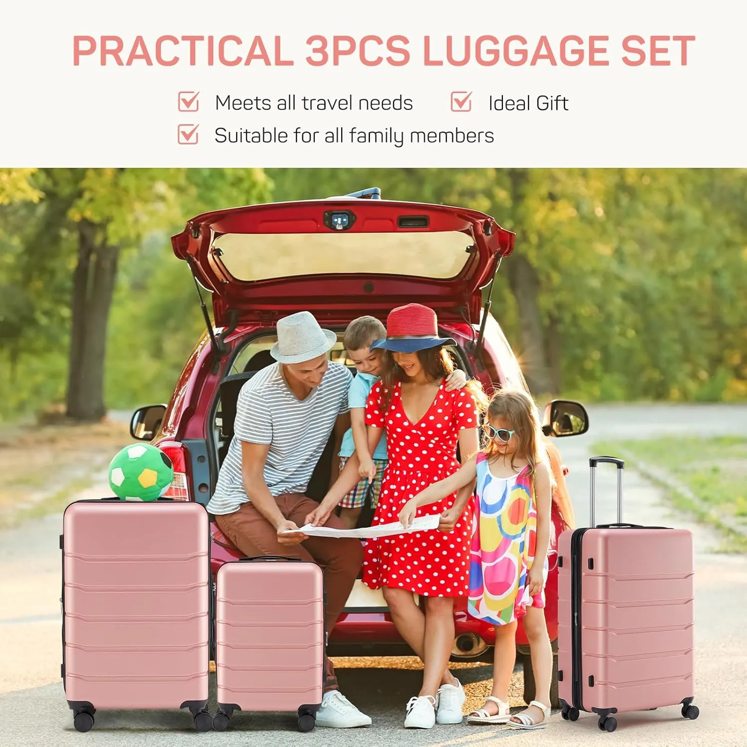 28 Inch Luggage Suitcase with TSA Lock, Hard Shell Rolling Suitcase with Spinner Wheels, Expandable Lightweight Luggage, Pink