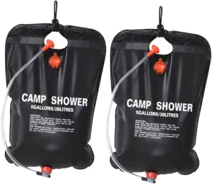 2Pcs Solar Shower Bag Portable Camping Shower Bag Solar Heating Water Bags for Outdoor for Hiking Traveling and Beach Use