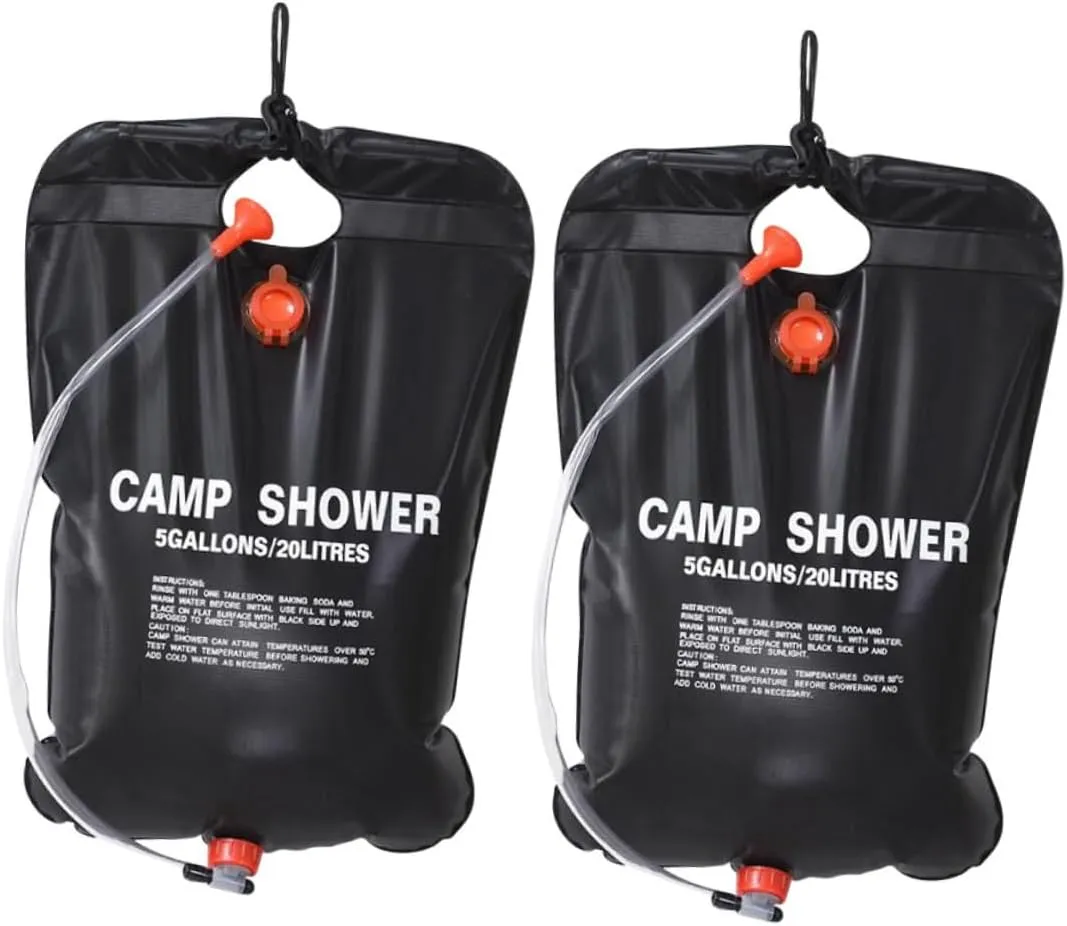 2Pcs Solar Shower Bag Portable Camping Shower Bag Solar Heating Water Bags for Outdoor for Hiking Traveling and Beach Use