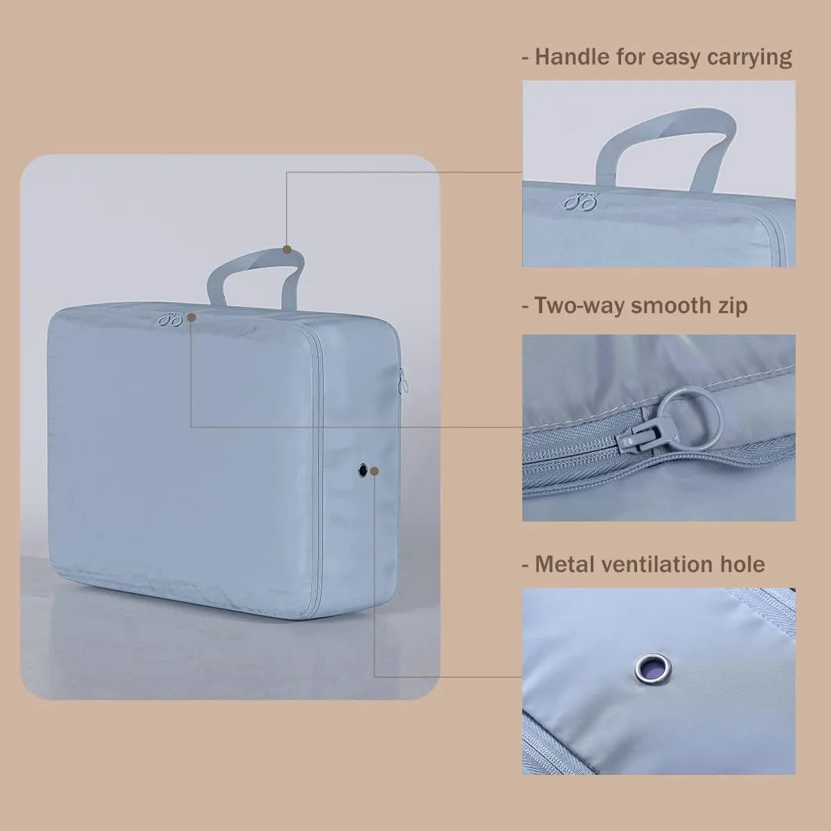 3 PCS Compression Packing Cubes for Suitcase Travel Luggage Organizer Bags Set Packing Organizers Compression Suitcase Bag Travel Essential Bag
