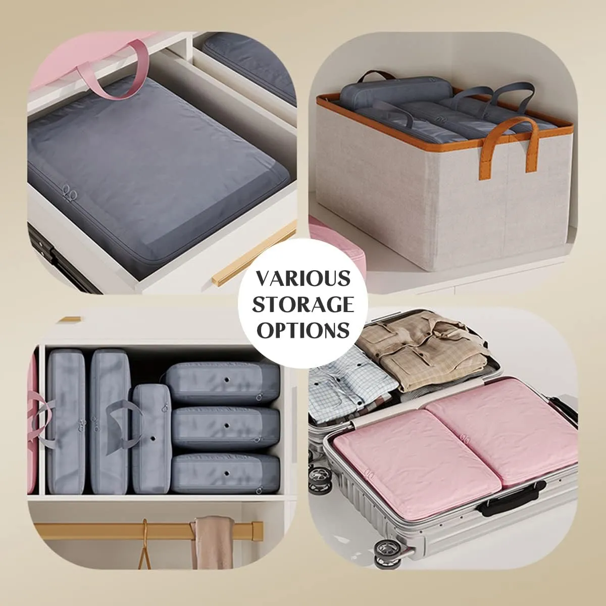 3 PCS Compression Packing Cubes for Suitcase Travel Luggage Organizer Bags Set Packing Organizers Compression Suitcase Bag Travel Essential Bag