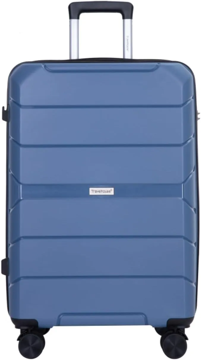 3-Piece PP Hardshell Luggage Set (20"/24"/28") - Lightweight Durable Suitcases with Lock & 360° Spinner Wheels - Black Carry-On & Checked Luggage (Blue   Polypropylene)