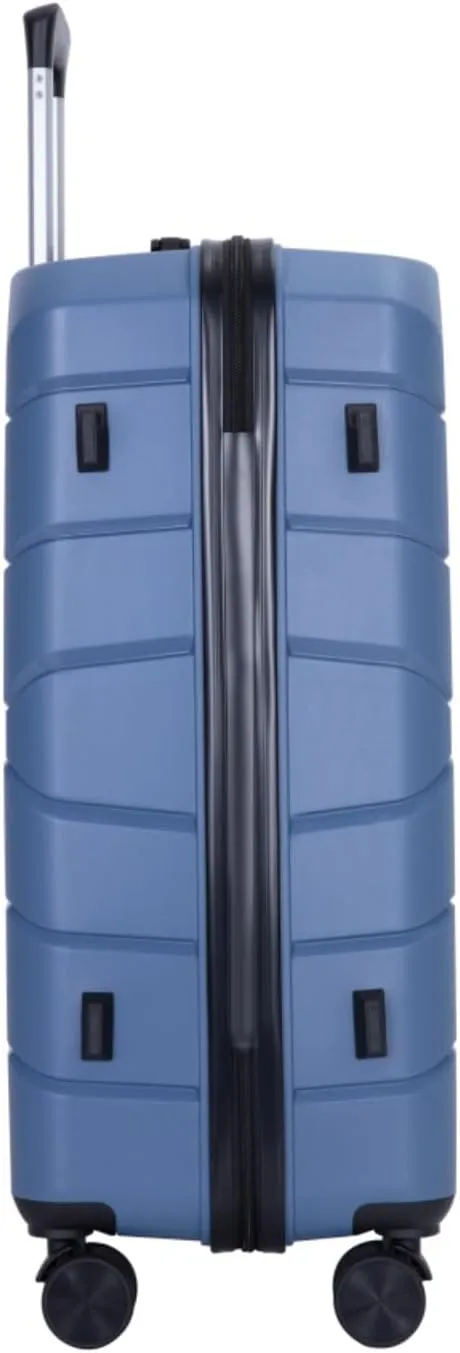 3-Piece PP Hardshell Luggage Set (20"/24"/28") - Lightweight Durable Suitcases with Lock & 360° Spinner Wheels - Black Carry-On & Checked Luggage (Blue   Polypropylene)