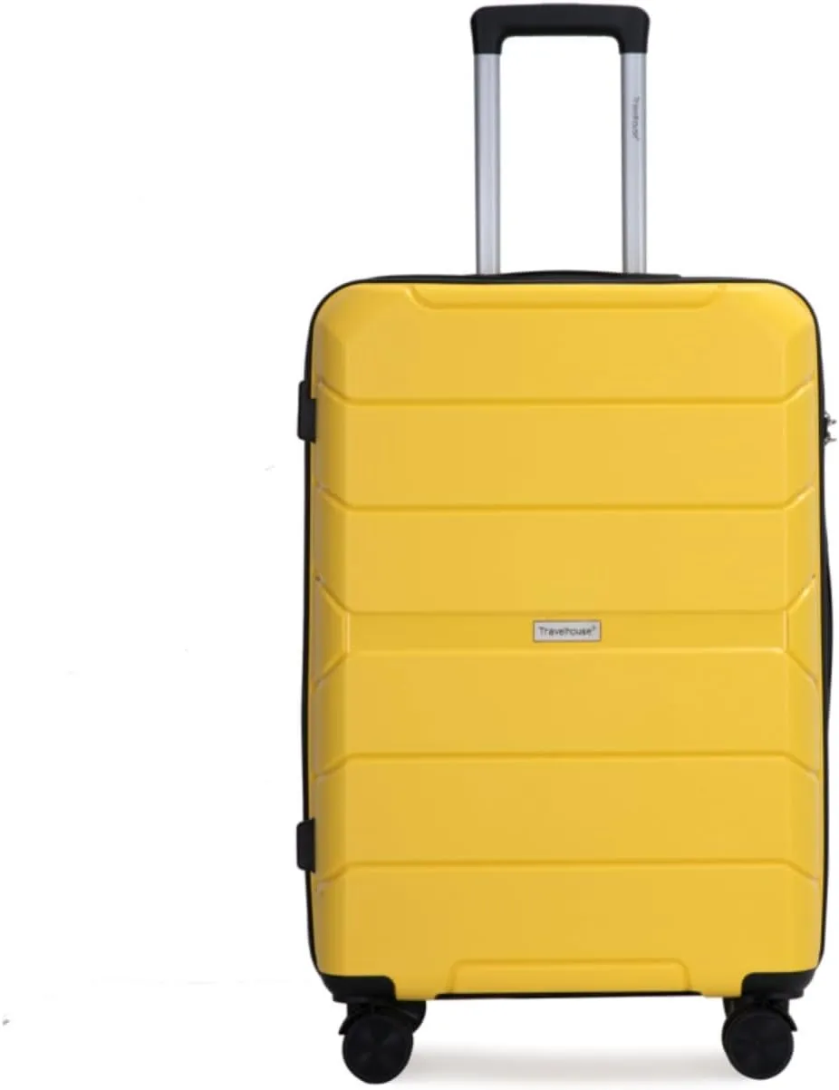 3-Piece PP Hardshell Luggage Set (20"/24"/28") - Lightweight Durable Suitcases with Lock & 360° Spinner Wheels - Black Carry-On & Checked Luggage (Yellow   Polypropylene)