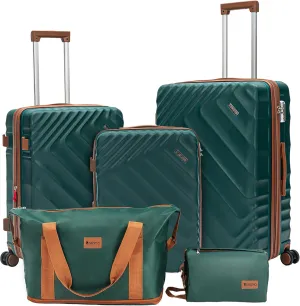 5 piece Luggage Set Expandable Suitcase 22x14x9 Airline Approved Carry on, ABS Hard Case Suitcases with Spinner Wheels, TSA Lock, Durable Waterproof Travel Set