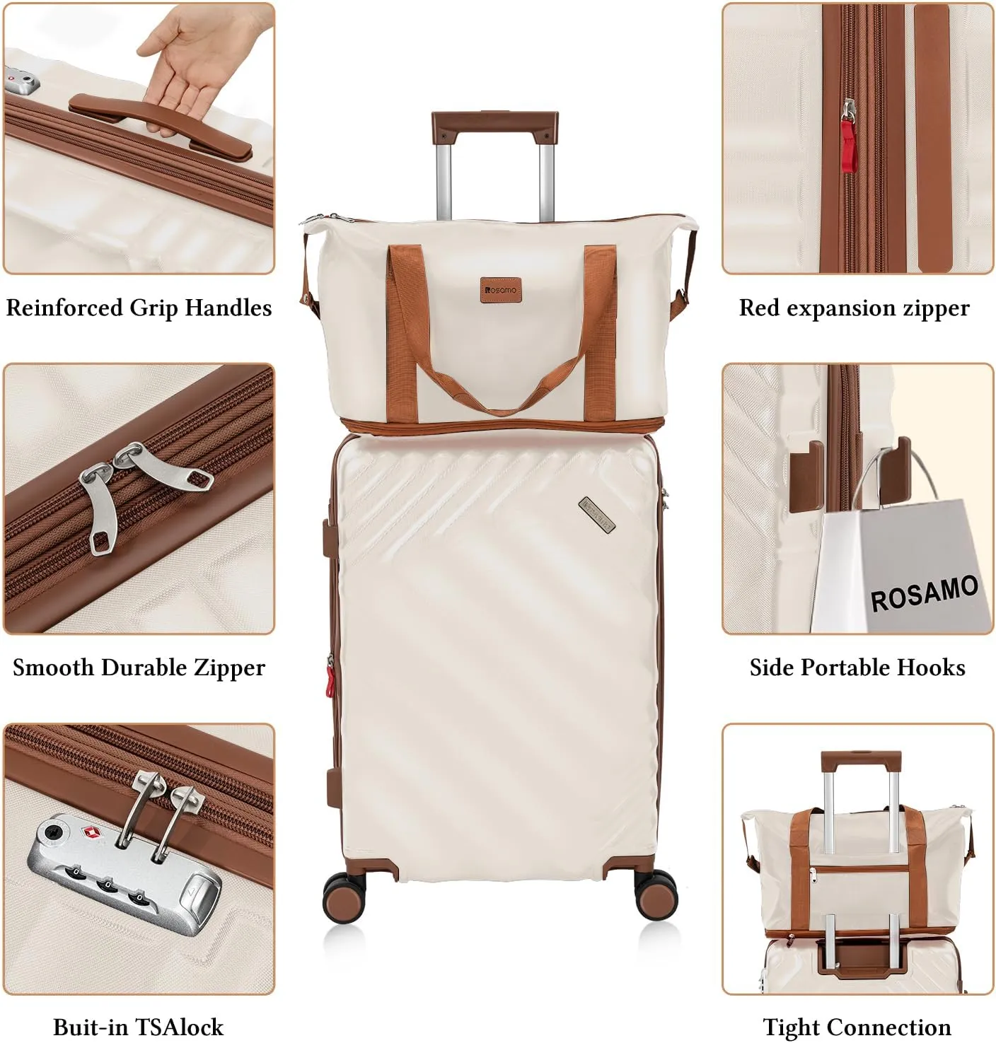 5 piece Luggage Set Expandable Suitcase 22x14x9 Airline Approved Carry on, ABS Hard Case Suitcases with Spinner Wheels, TSA Lock, Durable Waterproof Travel Set