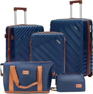 5 piece Luggage Set Expandable Suitcase 22x14x9 Airline Approved Carry on, ABS Hard Case Suitcases with Spinner Wheels, TSA Lock, Durable Waterproof Travel Set
