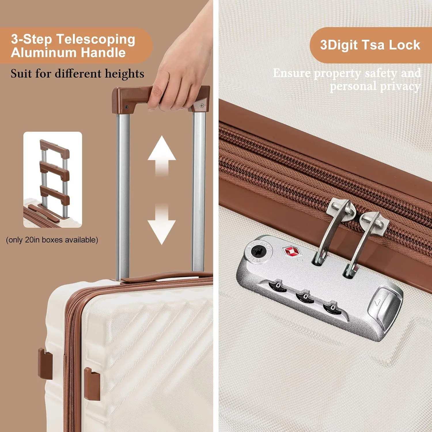 5 piece Luggage Set Expandable Suitcase 22x14x9 Airline Approved Carry on, ABS Hard Case Suitcases with Spinner Wheels, TSA Lock, Durable Waterproof Travel Set