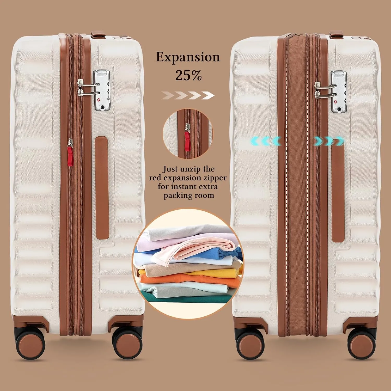 5 piece Luggage Set Expandable Suitcase 22x14x9 Airline Approved Carry on, ABS Hard Case Suitcases with Spinner Wheels, TSA Lock, Durable Waterproof Travel Set