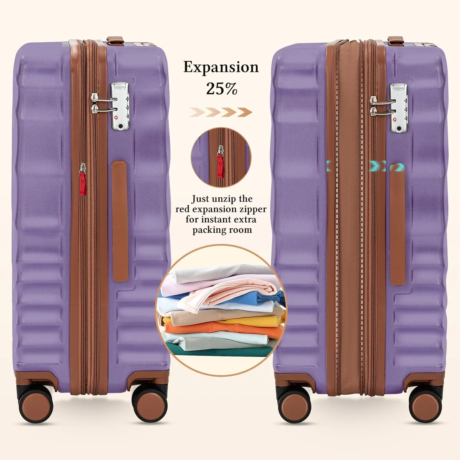 5 piece Luggage Set Expandable Suitcase 22x14x9 Airline Approved Carry on, ABS Hard Case Suitcases with Spinner Wheels, TSA Lock, Durable Waterproof Travel Set