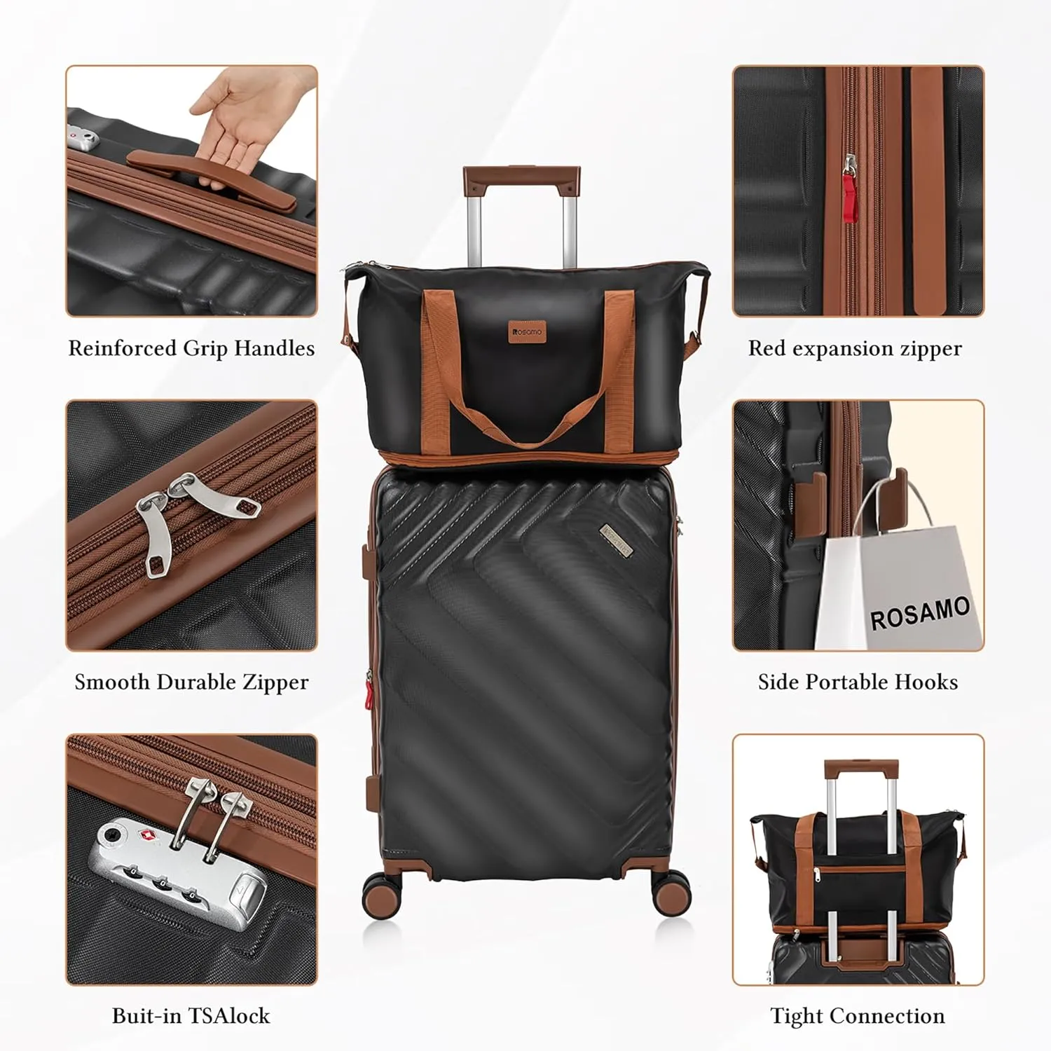 5 piece Luggage Set Expandable Suitcase 22x14x9 Airline Approved Carry on, ABS Hard Case Suitcases with Spinner Wheels, TSA Lock, Durable Waterproof Travel Set
