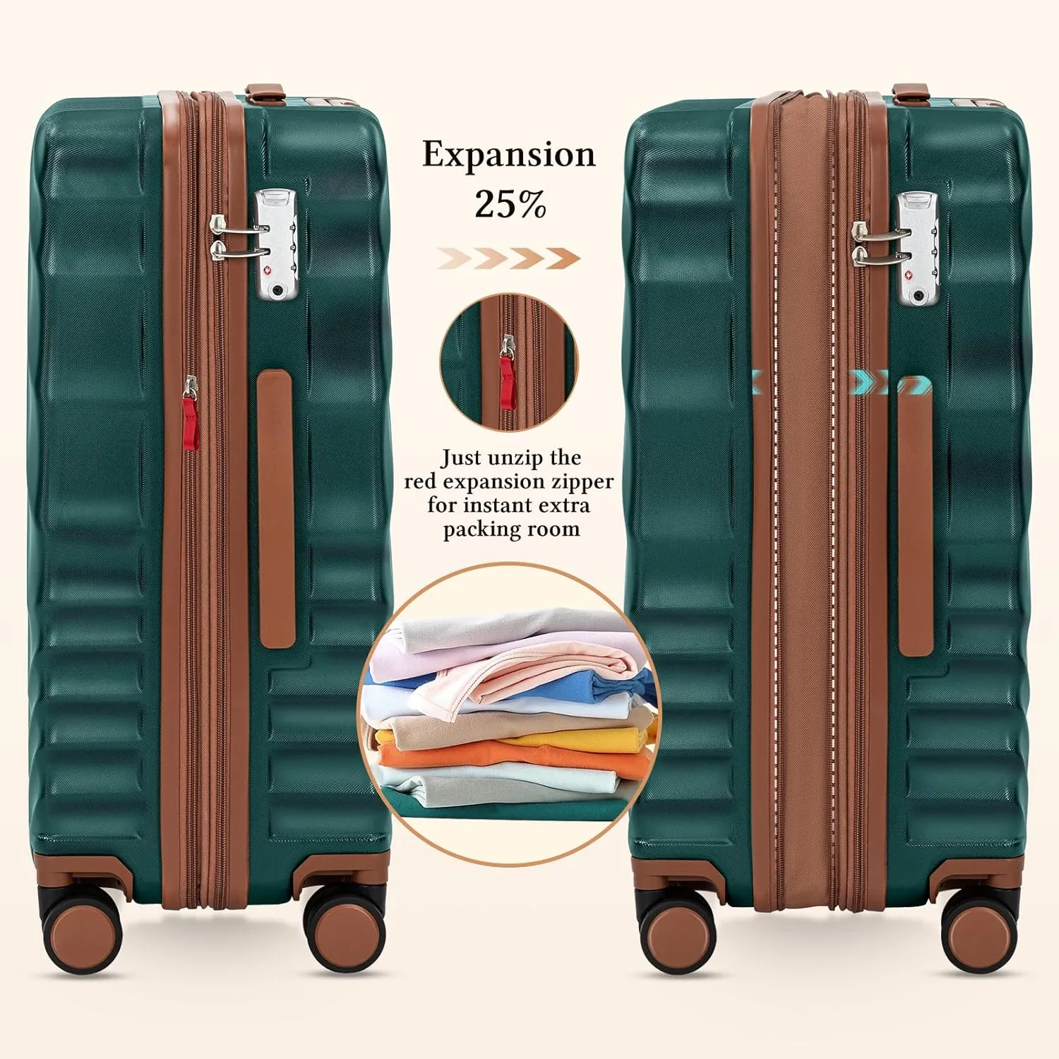 5 piece Luggage Set Expandable Suitcase 22x14x9 Airline Approved Carry on, ABS Hard Case Suitcases with Spinner Wheels, TSA Lock, Durable Waterproof Travel Set