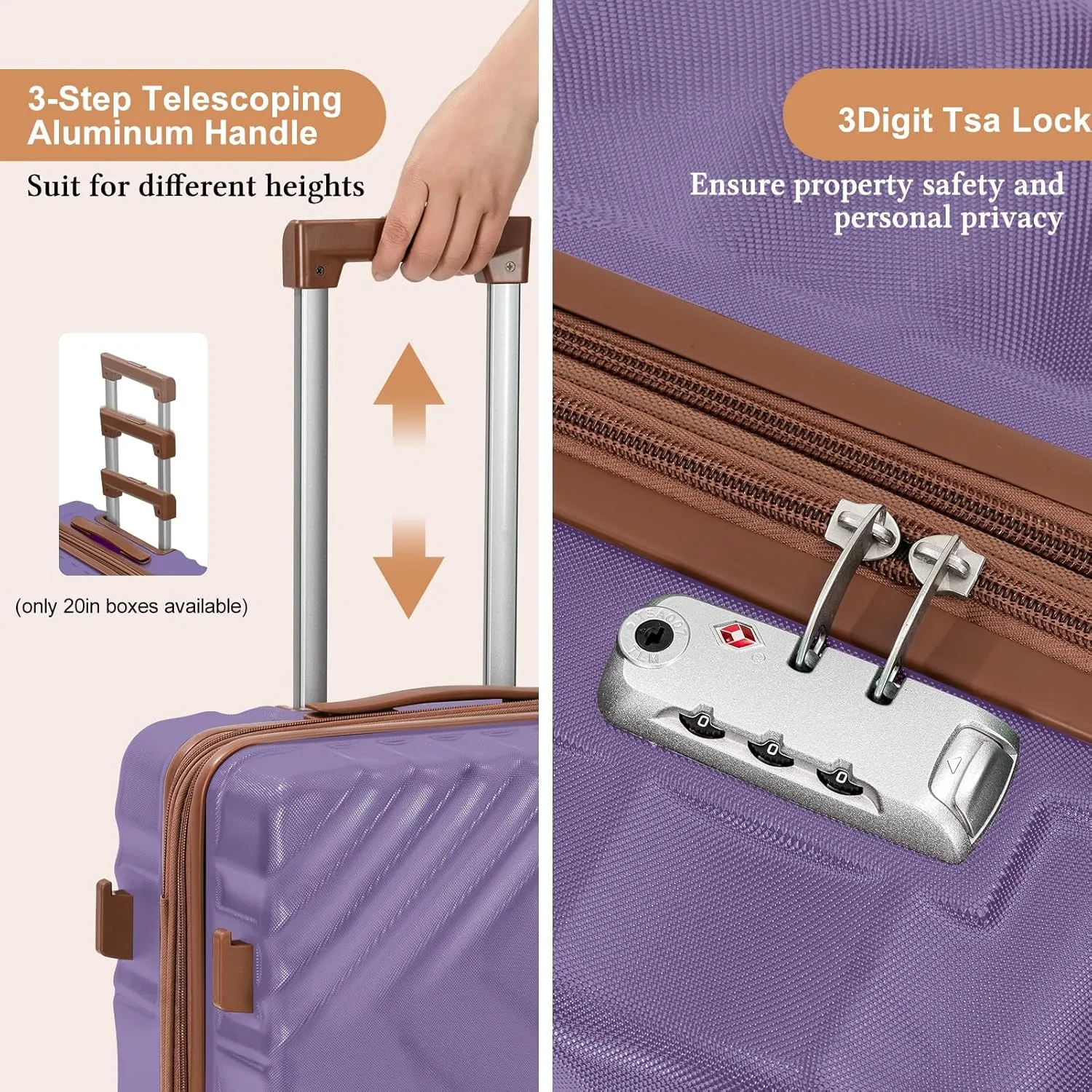 5 piece Luggage Set Expandable Suitcase 22x14x9 Airline Approved Carry on, ABS Hard Case Suitcases with Spinner Wheels, TSA Lock, Durable Waterproof Travel Set